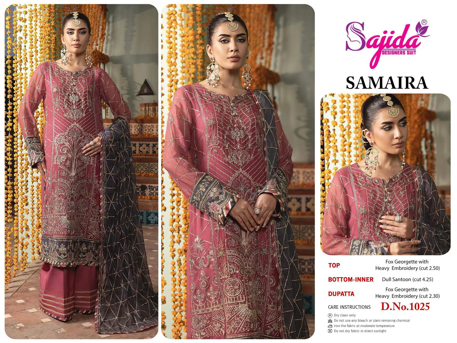 Samaira Vol 1 by Sajida Georgette Pakistani Salwar Kameez Exporters In India